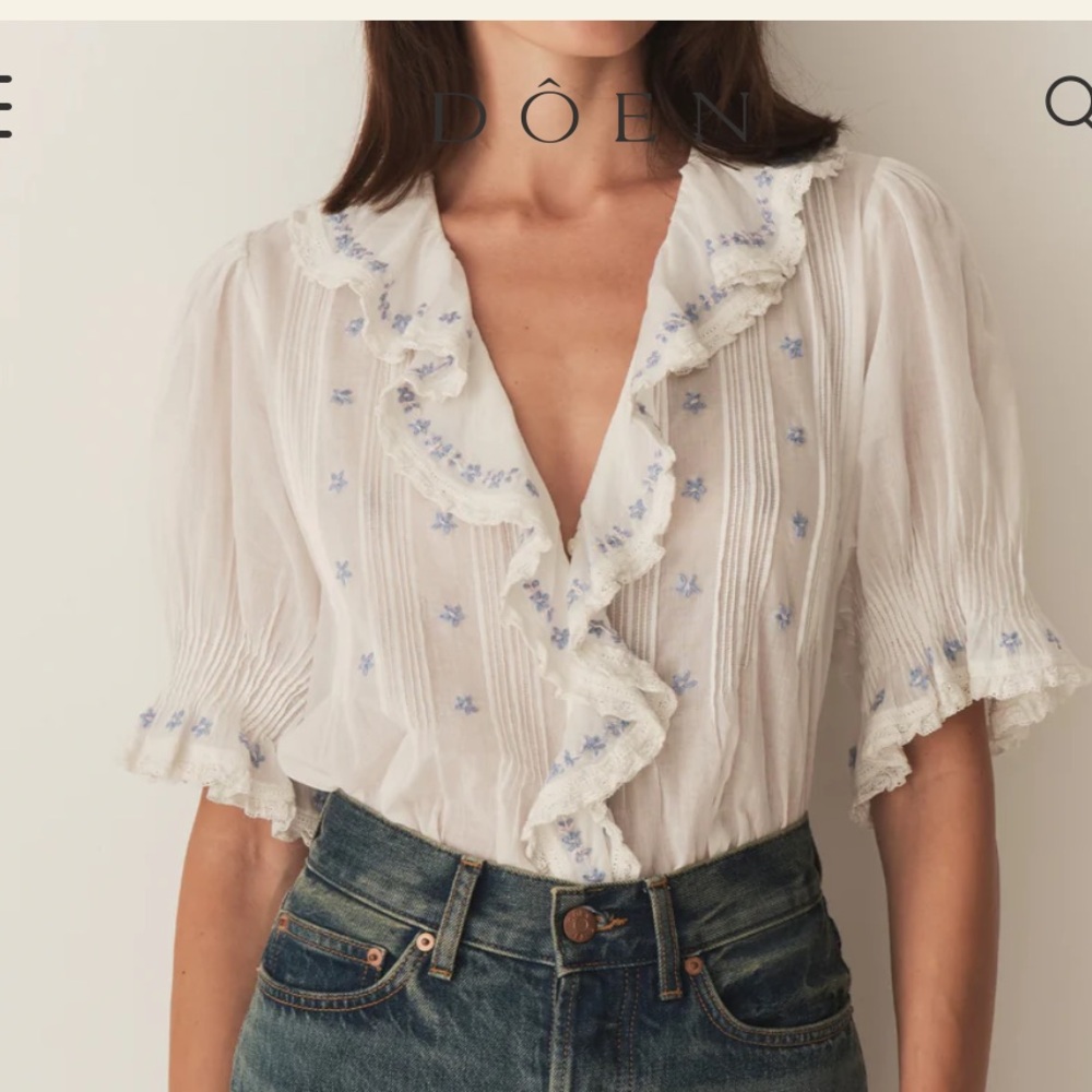 DOEN Hattie Ruffle Top Size XS